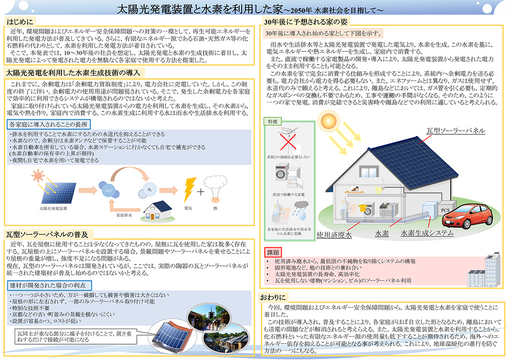 太陽光発電装置と水素を利用した家
